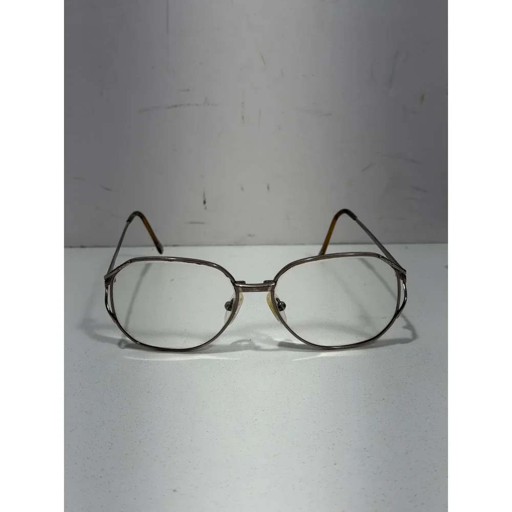 Vintage Oversized Aviator Eyeglasses Frames Silver Tone Double Bridge‎ with Case